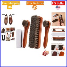 4-Piece Leather Shoe Shine Kit with Horsehair Brush, Polish, Cloth