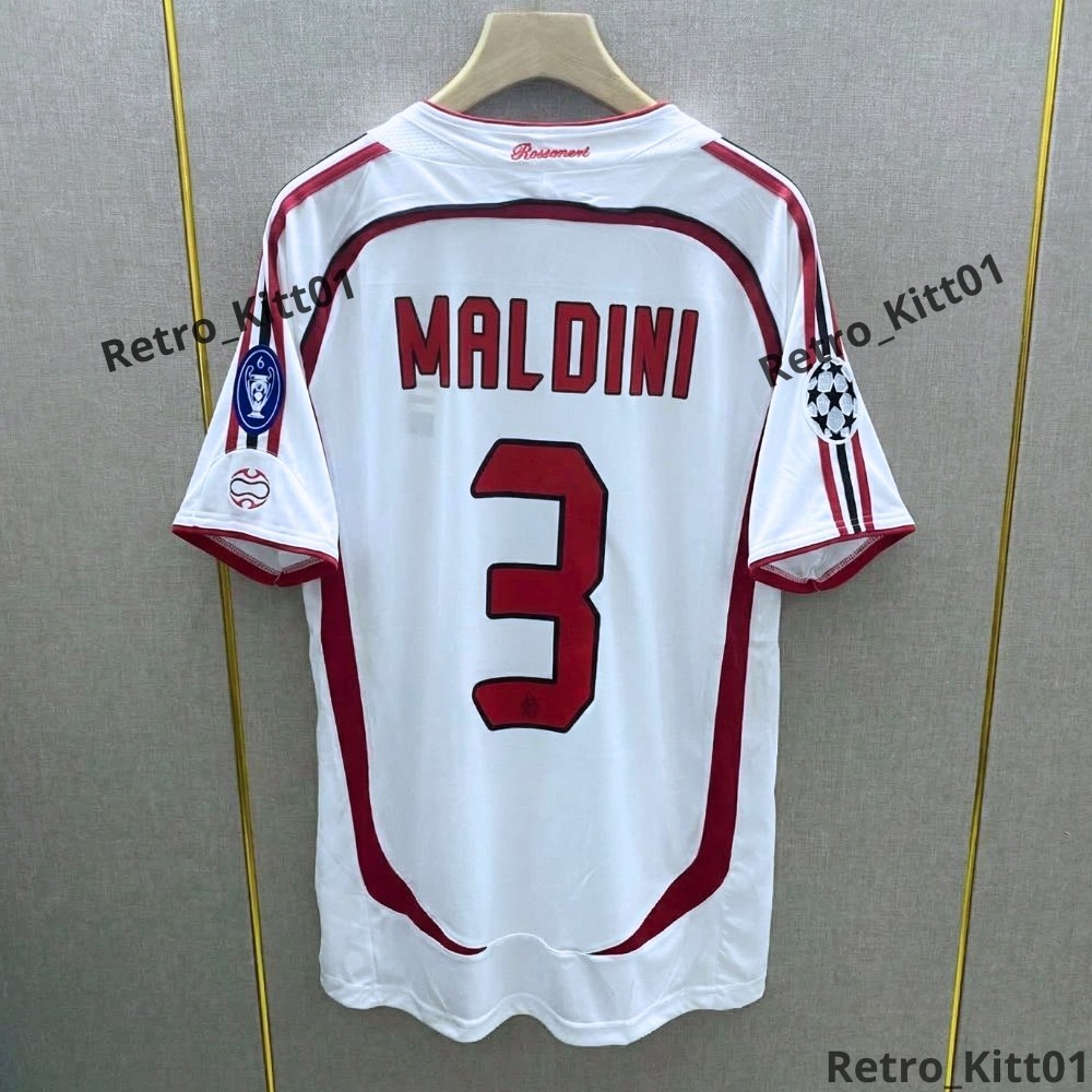 MALDINI #3 AC Milan Jersey 2006/2007 Short Sleeve Retro White Shirt M