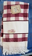 Crafter's Pride Kitchen Classic Check Cross Stitch Towel - Vanilla / Cranberry