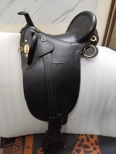 15" Beautiful Black Australian Stock Horse Tack Leather Saddle For Horse.