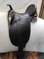 15" Beautiful Black Australian Stock Horse Tack Leather Saddle For Horse.