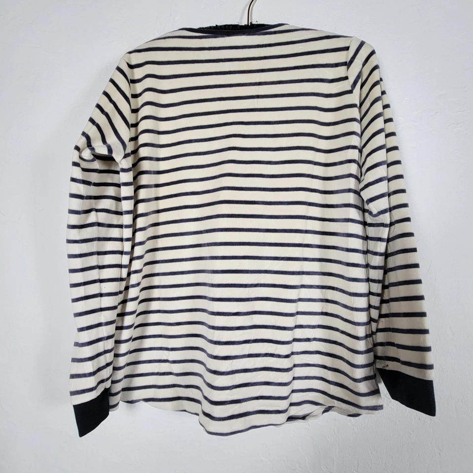 Top Petit Bateau Youth 18ans con acento de moño a rayas manga larga blanco/azul tejido suave Foto 2 de 4