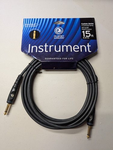 Planet Waves Custom Series Instrument Cable, 15 feet Straight to Straight