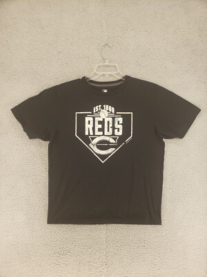 Cincinnati Reds T Shirt Mens XL Black Short Sleeve