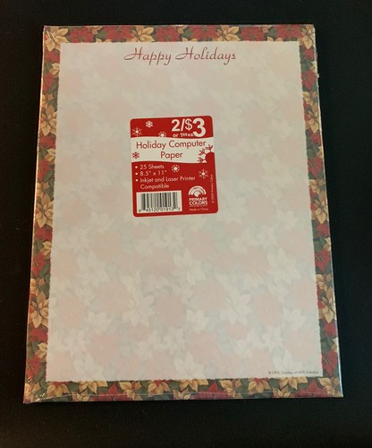 Vintage Christmas Printer Paper Poinsettias 2009 new in pkg 25 sheets - 第 1/2 張圖片