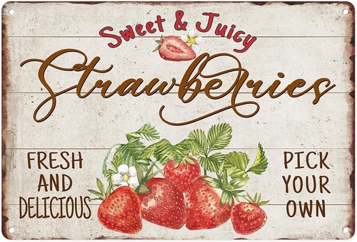Sanwarm Metal Sign 8X12 Inch, Strawberry Leaves Flower Vintage Tin Sign Wall Art - Picture 69 of 74