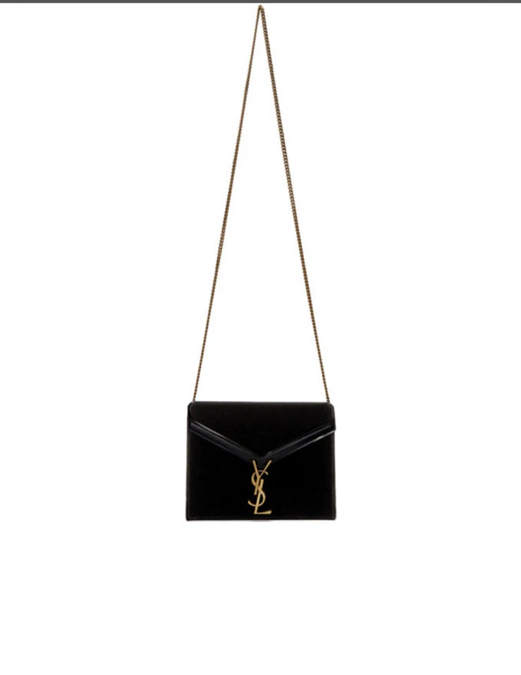 Saint Laurent Mini Cassandra Chain Wallet Bag in Black