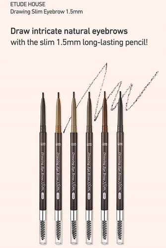 Etude House Drawing Slim Eyebrow 1.5mm - Eye Brow Pencil Light Brown Gray Black - Picture 2 of 5