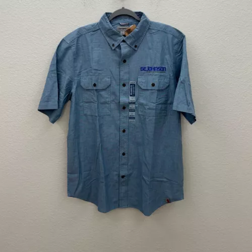 Carhartt GE Johnson Relaxed Short Sleeve Chambray Button Up Shirt Mens Large NEW