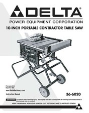 Delta 36-6020 10" Portable Contractors Table Saw Instructions Manual