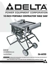 Delta 36-6020 10" Portable Contractors Table Saw Instructions Manual