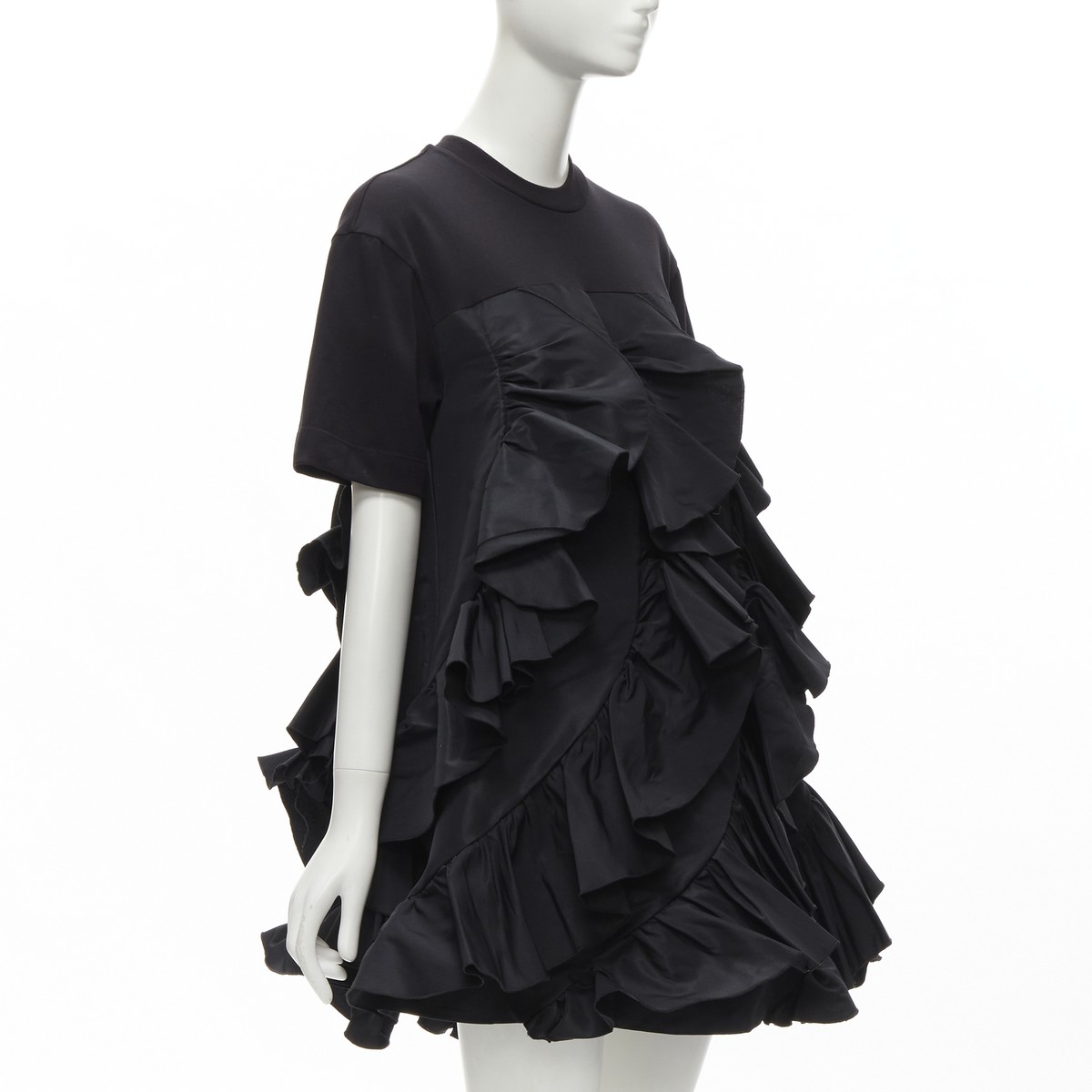 ALEXANDER MCQUEEN 2022 Hybrid white ruffle cotton tshirt layered