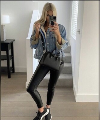 denim jacket with faux shearling