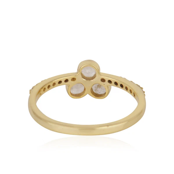 Anillo de compromiso trío piedras lunares plata de ley 925 anillo de tres piedras joyería Foto 3 de 3