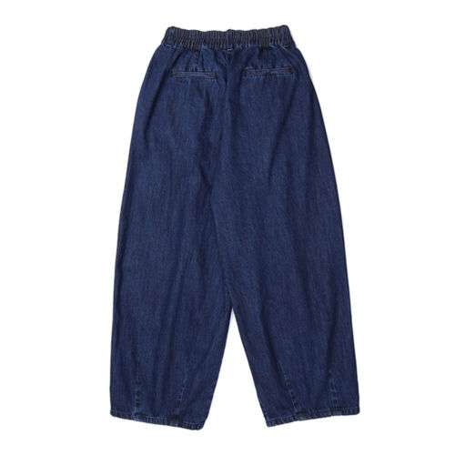Men Denim Pants Loose Tapered Elastic Waist Jeans Baggy Trousers Casual Summer - Picture 10 of 12