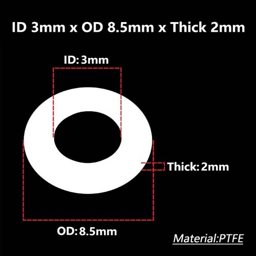 PTFE Flat Ring Washer Plastics Sealing Gaskets High Temp Thick 1mm 1.5mm 2mm 3mm - Picture 23 of 125