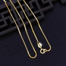 14K Gold Plated 925 Sterling Silver 0.7mm Box Chain Necklace 16"/400mm