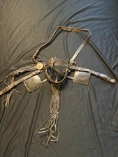 Old Hungarian Harness Headstall Bridle Tack Ornamental Braided Black Leather
