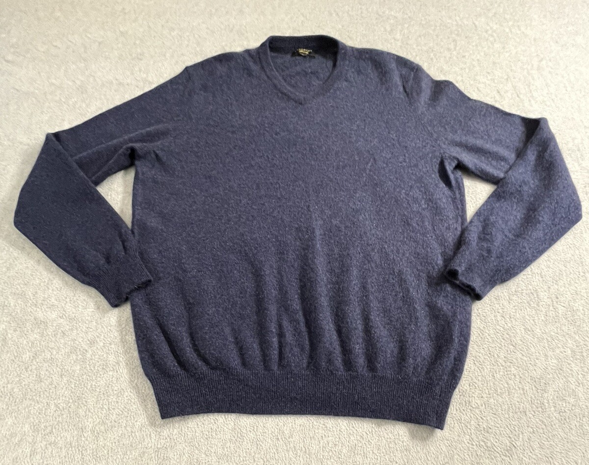 Club Room Luxury Sweater Men's XL Dark Blue 100% Cashmere V Neck Pull Over