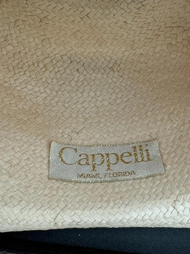 Vintage Capelli Sonnenhut gewebt cremefarben mit Blumenakzent - Bild 3 von 6