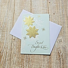 Christmas Greeting Card For Son Daughter In Law Gold Snowflakes Hallmark