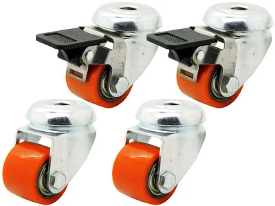 BS-ROLLEN Polyurethan Rolle Rückenloch Lenk + Brems 35 mm Kompakt EXTREM Schwerlast 400 Kg