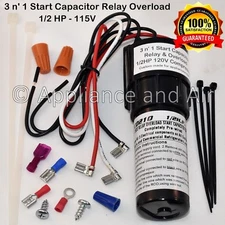 SEAGA TurboAir AMS 1/2 HP Compressor 3 n 1 Start Capacitor Relay Overload 3 in 1