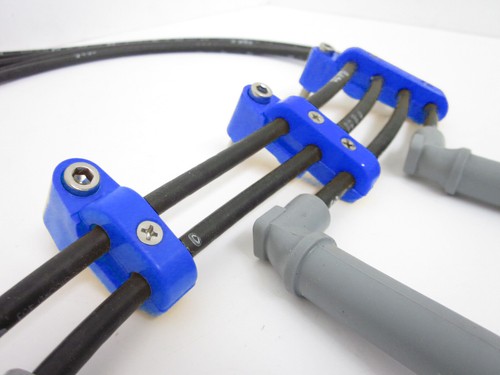 Kit Separadores de Cable de Encendido 8-9mm Alta Temperatura V8 Azul Soportes S/menos Tornillos - Imagen 3 de 4