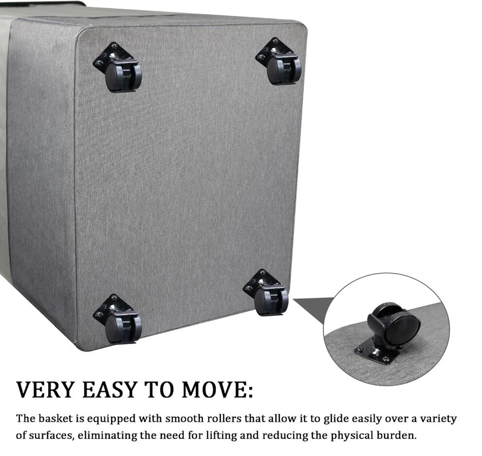 Collapsible Laundry Basket Hamper with Wheels and Lid -  70L Capacity - NEW! - Image 4 of 4