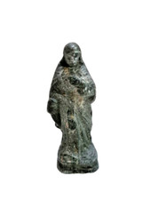 Ancienne petite divinité de voyage en métal " Vierge Marie "