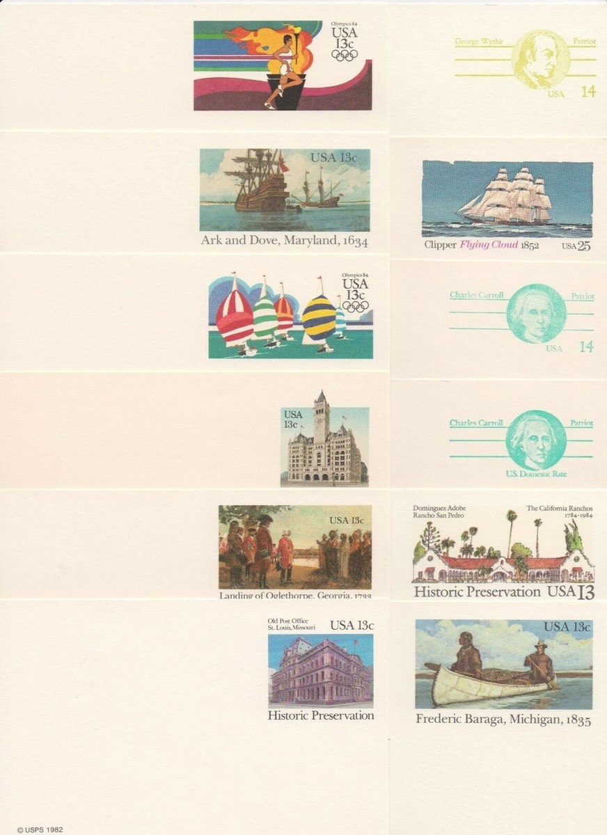 US Postal Cards Collection 1978-1988 54 Unused Fresh Cards