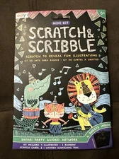 OOLY Mini Scratch & Scribble Art Kit: Safari Party Children's Guided Artwork