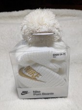 Nike Child 4-7 Beanie White  Gold