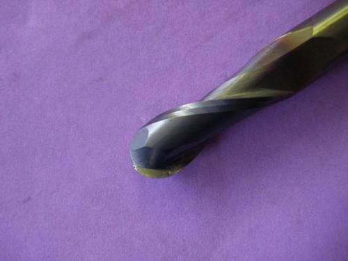Sutton 3/8" x 3/8" solid carbide straight two flutes ball nose slot drill N.O.S. - Picture 3 of 5