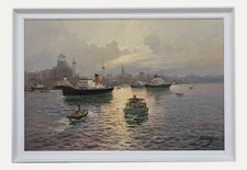 Licinio Campagnari (1920-1981) - Large 20th Century Oil, Ships at Sunset