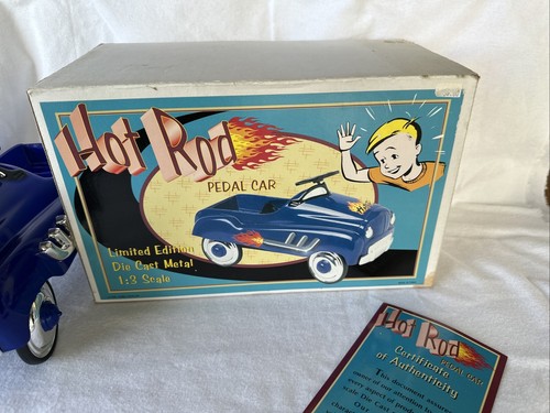 1996 XONEX 1:3 Die Cast Hot Rod Pedal Car Blue in Box with COA #562 of 10,000 - Picture 14 of 24