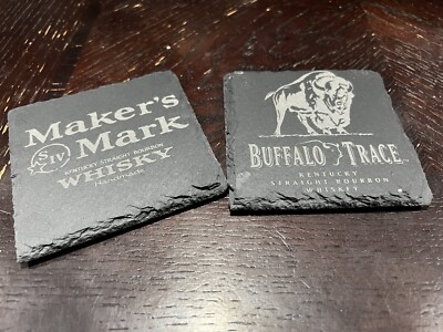 Custom Slate Whiskey Coasters   Set of 4, Personalized Whiskey Brand Gift