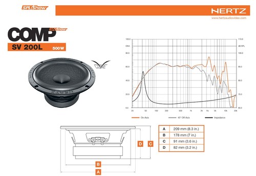 HERTZ SV 200L SPL Show 200mm(8’’) Woofer Speakers; 250W RMS - Picture 6 of 6