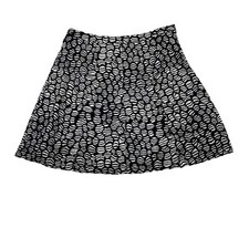 LOFT Ann Taylor A-Line Abstract Print Casual Mini Skirt Black White Womens 2P