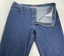 Ely Cattleman Size 42X32 (42X33) Blue Jeans Straight Fit Denim Pants Made in USA