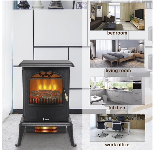 Seizeen 16'' Small Space Heater: Portable 1500W/1000W Fireplace Heaters - Picture 4 of 5