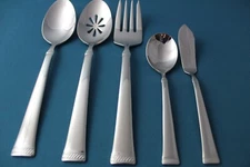 5pc Serving Tablespoon Pierced Fork Mikasa ROPE 18/10 Stainless Vietnam NEW