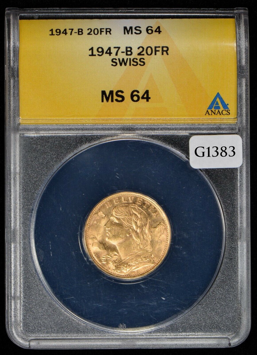 スイス　ヘルベチア50c 1867〜78 1947-B Switzerland 20 Francs Gold Helvetia - .1867 AGW