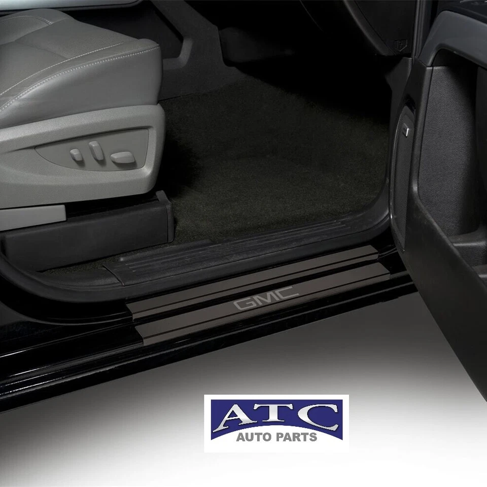 95173BPGM-2 Black Stainless Door Sill Plates Kit 2015-18 Sierra 1500 2500 3500 Foto 3 de 4