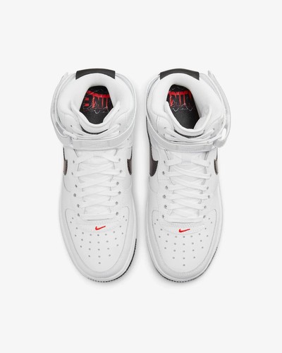 Nike Air Force 1 High Top White Crimson Black FD1019 100 - SIZE 6Y / 7.5 WOMENS - Picture 6 of 10