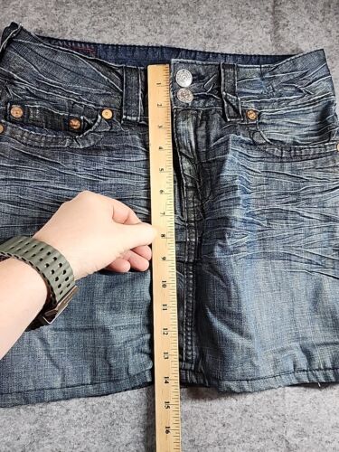 VTG True Religion Womens Sz 29 Y2k Denim Micro Mini Skirt Made In USA Western - Picture 10 of 15