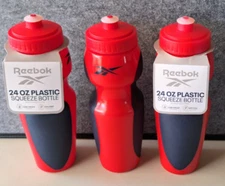 3-PACK Reebok 24 oz Plastic Squeeze Bottle, Red & Blue NEW