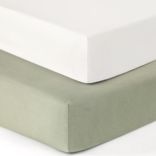 2 Pack Jersey Crib Fitted Sheets Stretchy Ultra Soft Bedding White Sage