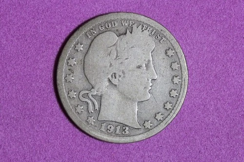 Estate Find 1913 Barber Quarter Dollar #K60104