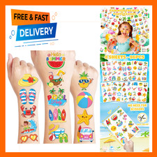 Temporary Tattoos 96 Pieces Hello Summer Beach Pool Pre Cut Kids Fun Design